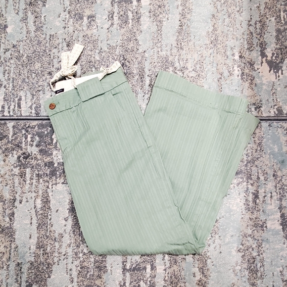 GAP Pants - Green Stripe Wide-Leg Pants with Tie Waist Size 4